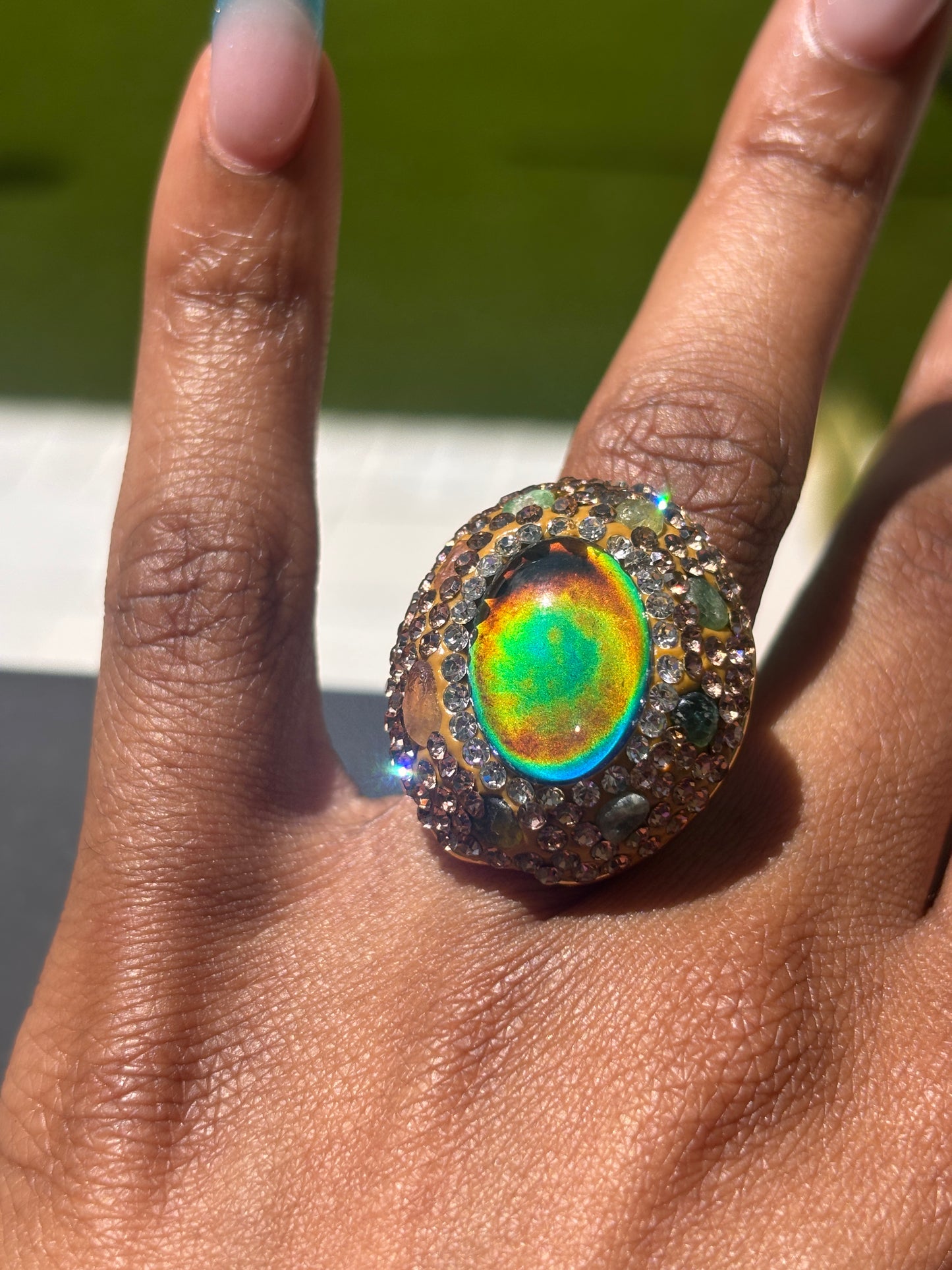 Celestial Crown-Regal Gold & Blue Statement Ring