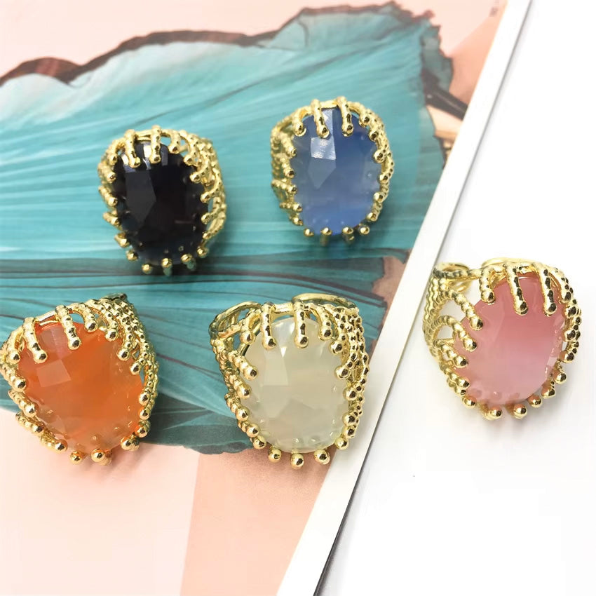 Pink Venom- Blush Stone & Dripping Gold Statement Ring