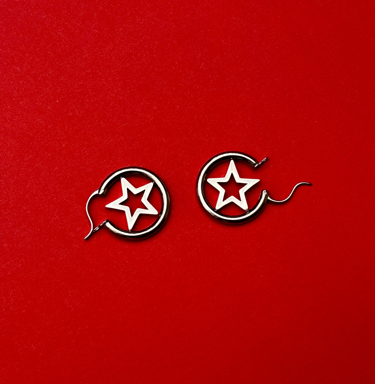 Dainty Star Hoops — Silver