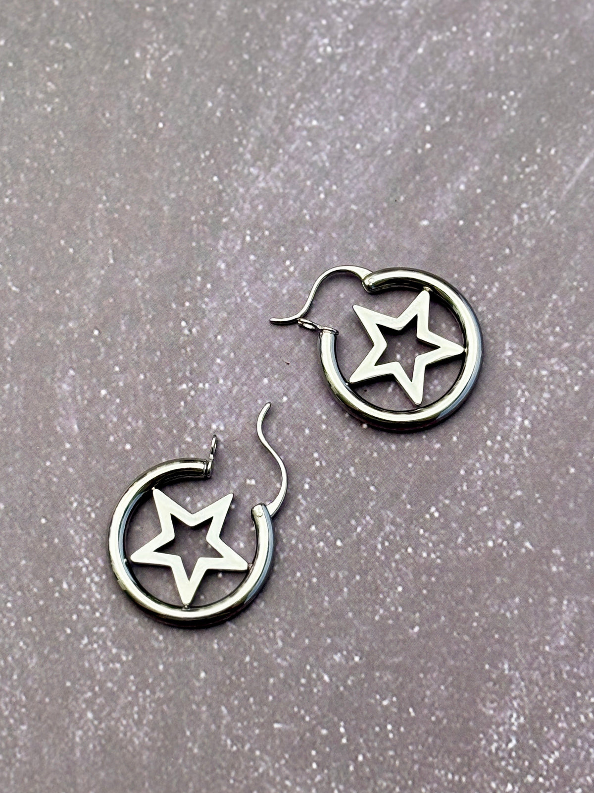 Dainty Star Hoops — Silver