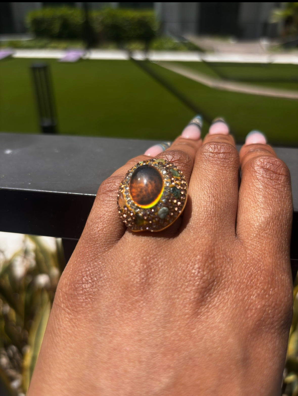 Celestial Crown-Regal Gold & Blue Statement Ring